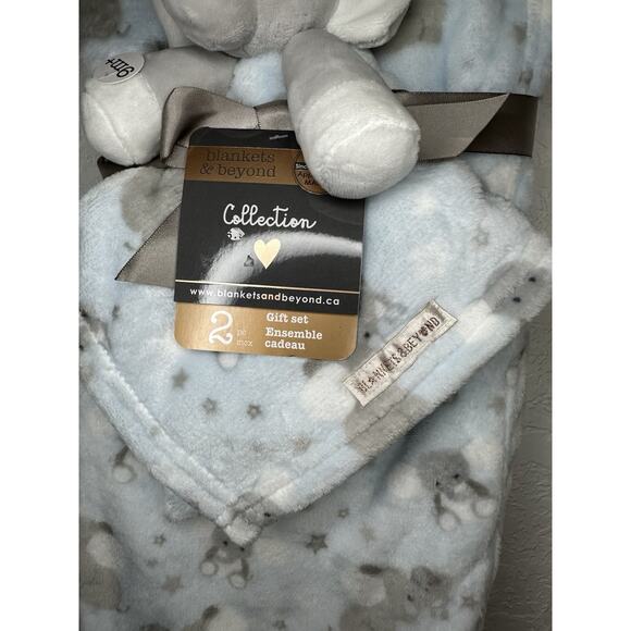 Blankets & Beyond Elephant Baby Security Blanket 28x32" Lovey Set Blue Gray NEW - Picture 3 of 6